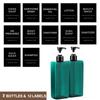 2pcs/set 500ml Square Empty Lotion Bottles with Labels Refillable Bottle Dispenser Containers Soap and Dish Soap Dispenser
