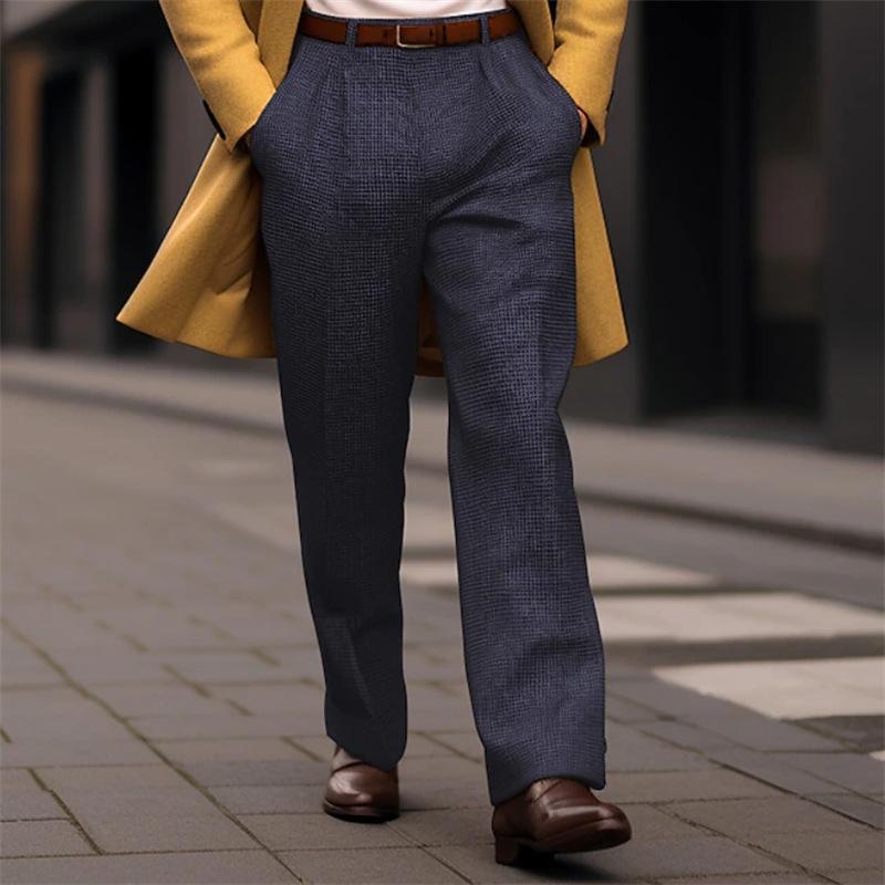 Men's Solid Color Simple Basic Casual Trendy Business Daily Knitted Suit Trousers Four Seasons New Fashion Male Clothes Pants