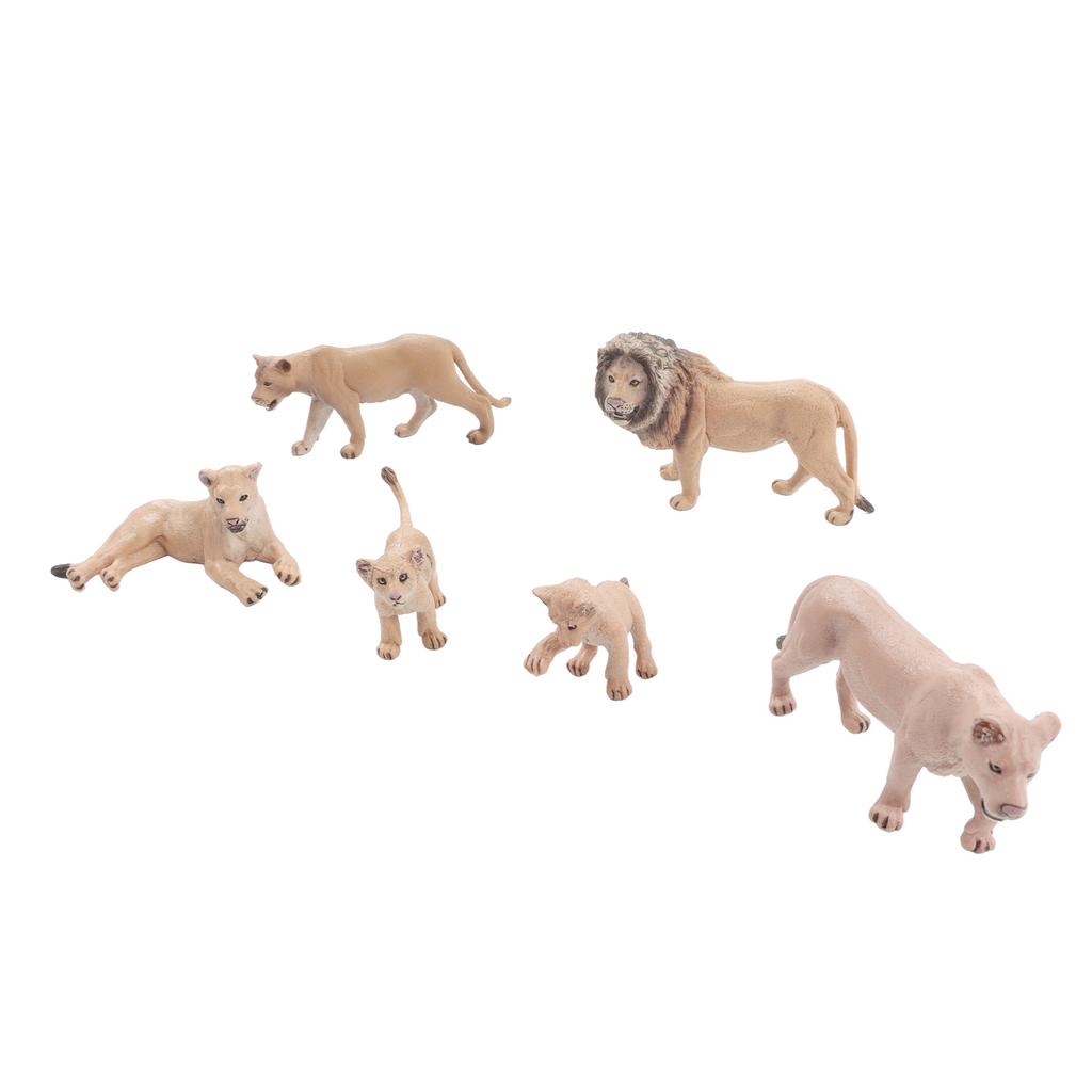 6 Pcs Lions Model Set Lifelike Mini Wild Animals Statue Lions Family Figures Decoraion for School Project