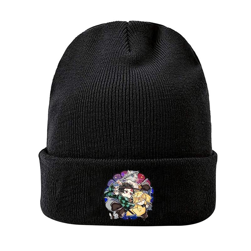 Knit Hat Demon Slayer Kimetsu No Yaiba Anime Winter Warm Beanie Caps Gonpachiro Kamanoko Unisex Women Casual Bonnet