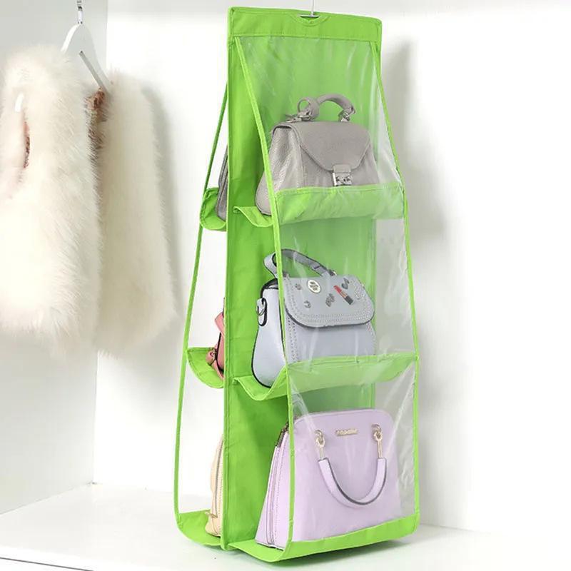 Double Side Transparent 6 Pocket Organizer Backpack Handbag Storage Bags Shoe Storage Bag Home Supplies Closet Rack Hangers