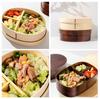 Lunch Box 3 Grids Food Grade Large Capacity Wide Application Oval Square Shape Packed Lunch BPA Free Single-layer Wood Bento Box Kitchen Accessories