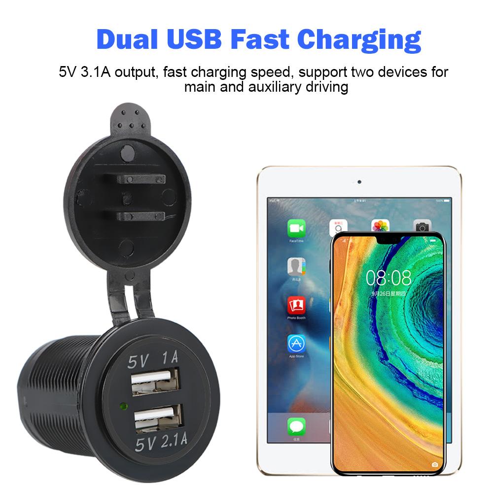 LED Rocker Switch Panel Interior Accessories Digital Voltmeter Aluminum Panel Dual USB Port 4 Gang Waterproof for Car RV Camper Caravans