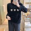 Thickened Warm Sleepwear for Winter Women Pajamas Flannel Cartoon Panda O-Neck Coral Velvetplus Winter Pajamas Ladies