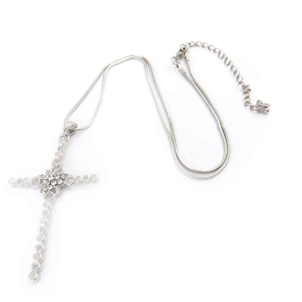 Les Trésors De Lily [J9199] - Designer Silver 'Cross' Necklace