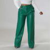 2023 модные женские брюки из искусственной кожи, осенние и зимние повседневные брюки в винтажном стиле с карманами, свободные широкие кожаные брюки, элегантные брюки 30033