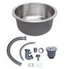 Kitchen Sink 304 Stainless Steel Round Single Bowl Bar Sink for Vegetable Fruit Washing Dishwashing 42cm