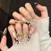 Press On Nails Long Stiletto Glitter Fake Nails Press Ons with 3D Design Reusable Acrylic False Nail Full Cover Glue On Nail Stick On Nail for Women