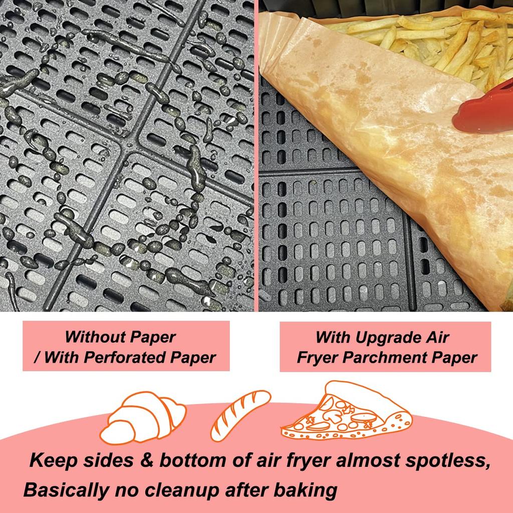100pcs Air Fryer Liners for Ninja Dual, Air Fryer AF300UK AF400UK Accessories, Disposable Air Fryer Parchment Paper Liner, Compatible with Ninja