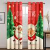 3D Christmas Curtains Christmas Christmas Tree Snowman Red Curtains Balcony Living Room Window Decorative Curtains 2 Panels