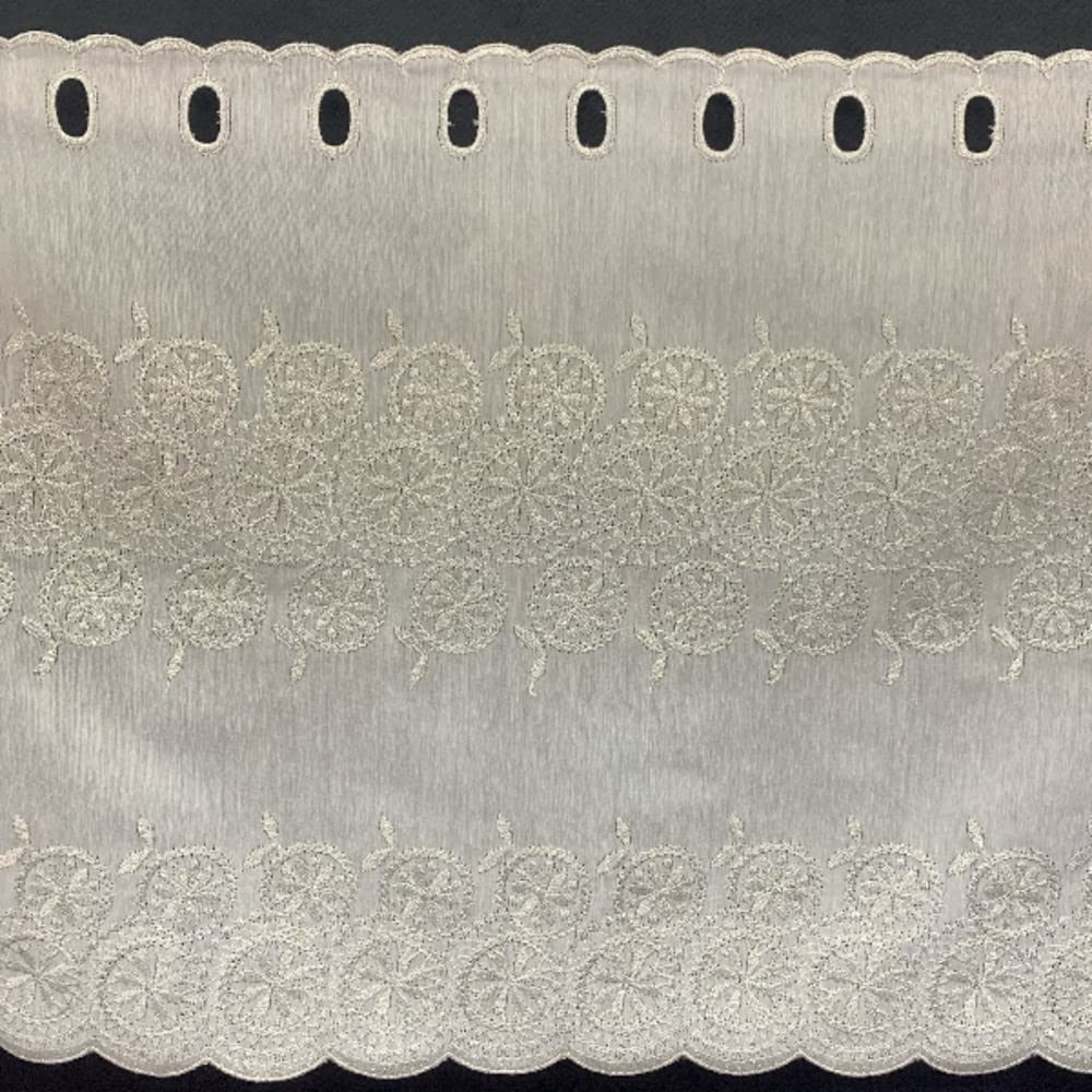 INTERIX Embroidered Lace Cafe Curtain for Small 100cm Wide X 90cm Daisy Made In Japan Windows, Long, Design, Silver, CF6-100-90,