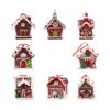 Christmas Village House Figurine Pendant Charm Pendant Drops Christmas Tree Decoration Xmas Decor for Indoor Wreath Garland