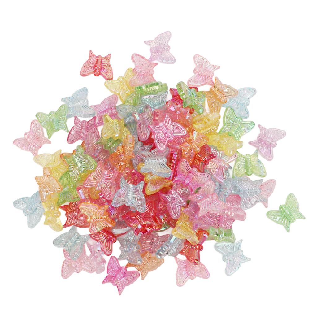100pcs Butterfly Shape Beads Plastic Material Relaxing DIY Making Colorful Craft Beads for Jewelry