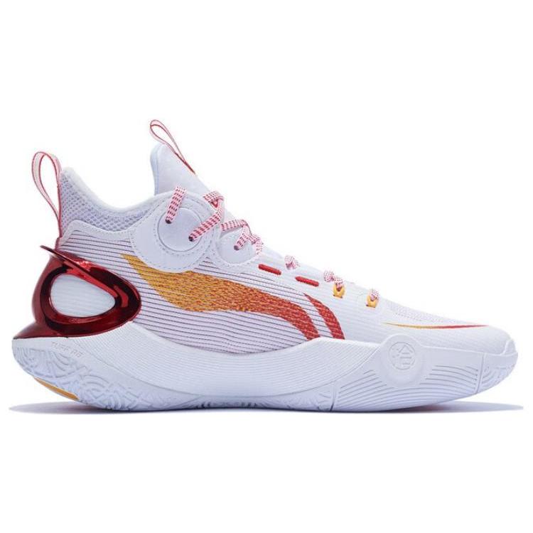 New LiNing SONIC Ultra Cushioning Anti Slip And Wear Resistant Mid Top Basketball Shoes Men's White Red ABAS145-9