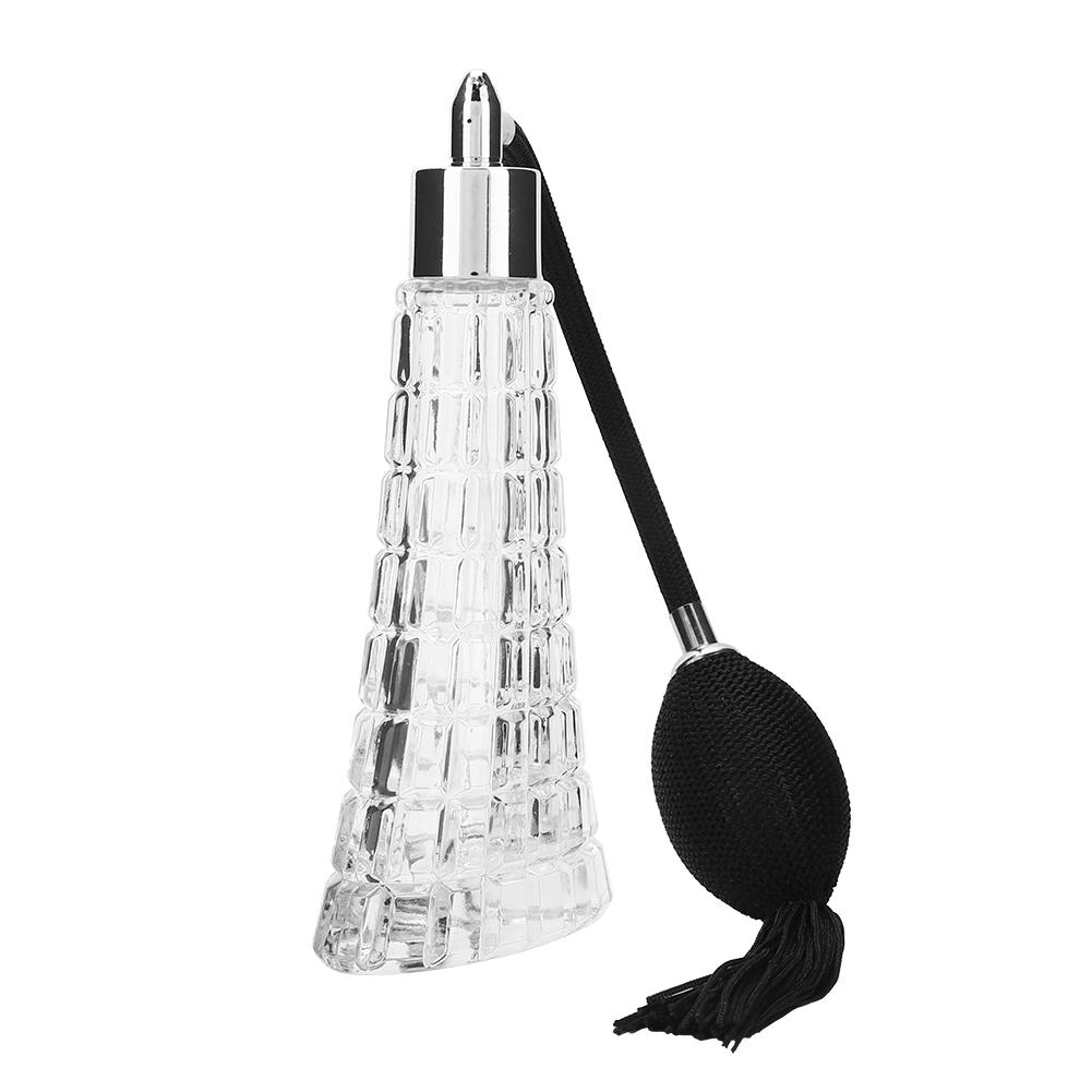 Empty Refillable Glass Vintage Perfume Bottle with Antique Black Bulb Sprayer with Tassel 75ml