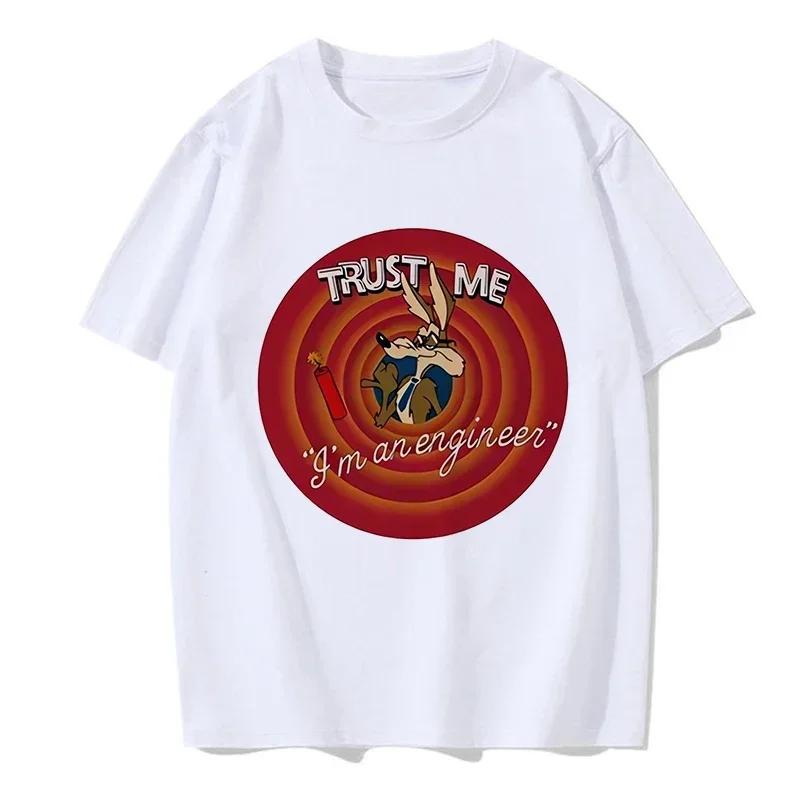 Unisex Funny Wile E Coyote Tee Shirt Unisex Women Cartoon Casual T-shirt Graphic EU Size Tops Streetwear Y2k Tshirt Hip Hop Gothic Clothes