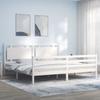 VidaXL Bed Frame with Headboard White 200x200 Cm Solid Wood 3194072
