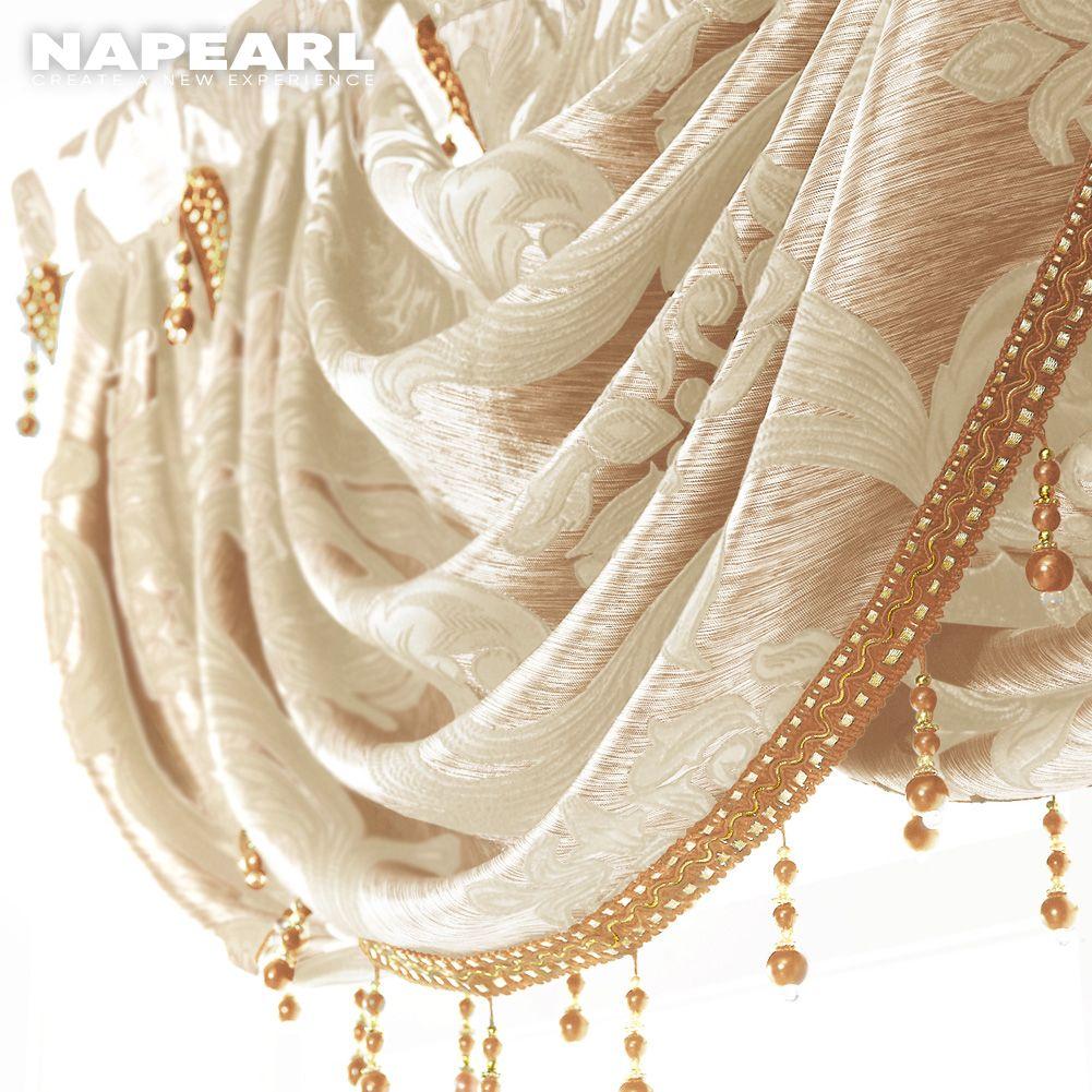1 PC NAPEARL Luxury Flower Retro Style Wave Curtain Beaded Valance Design Fashion Window Jacquard Curtain Home Decor