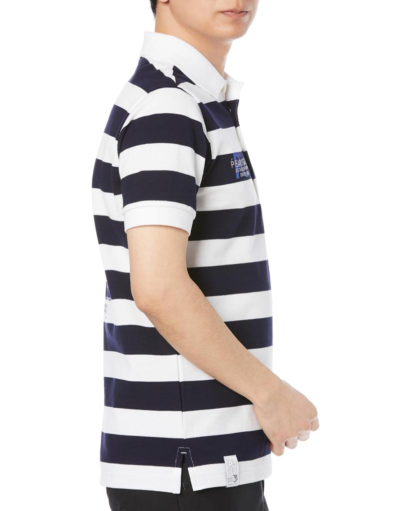 PEARLY GATES Men's Short Sleeve Polo Shirt (35th Anniversary Series Striped Pattern) / Golf / 053-4160203 121_Navy X White 4 [M]