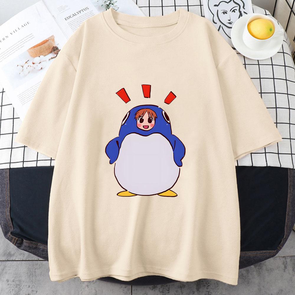 Azumanga Daioh Chiyo Mihama T-shirts WOMEN Summer Penguin Japanese Anime Tshirts 100% Cotton Kawaii/Cute Short Sleeve Streetwear