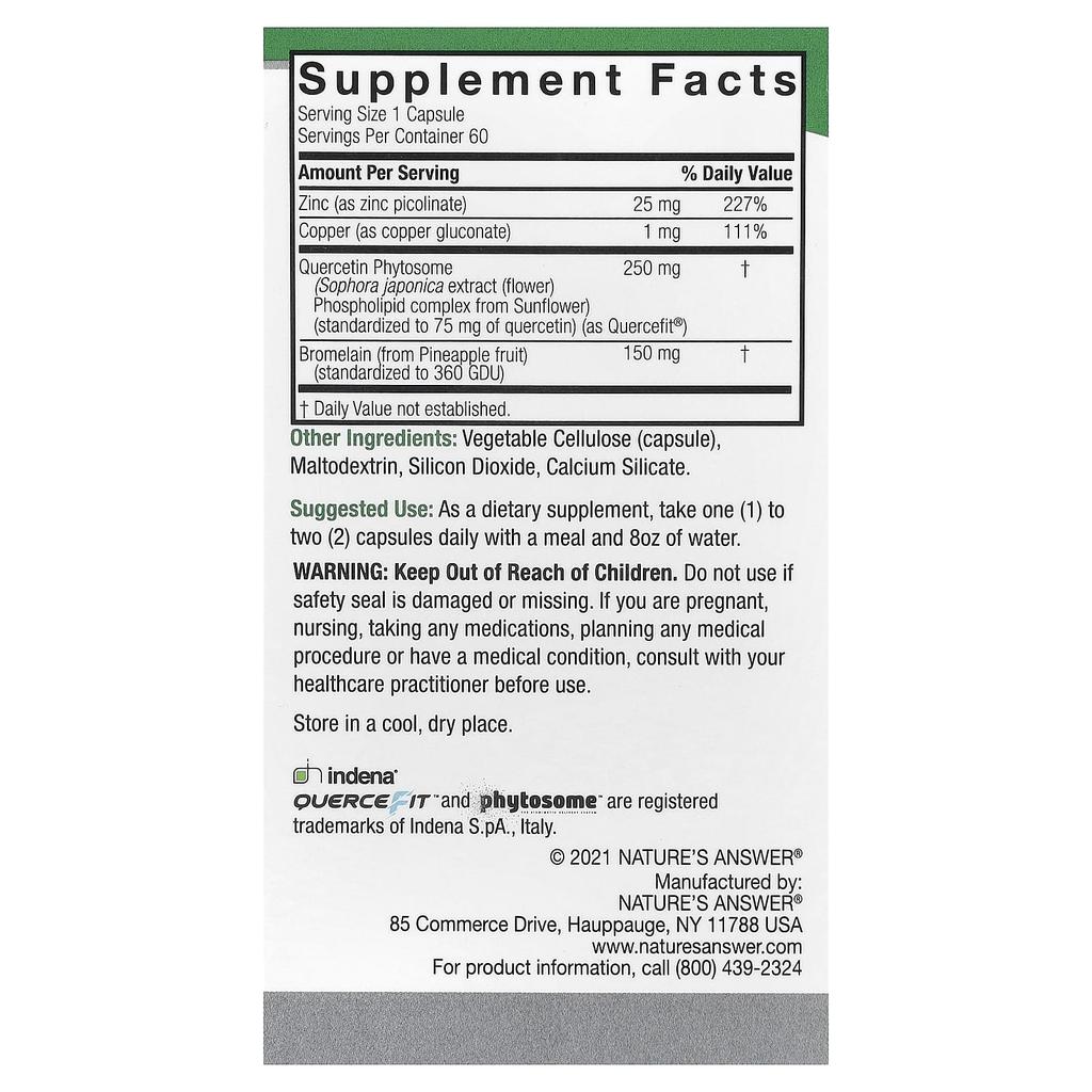 Nature's Answer Quercetin Blend, 60 Veggie Caps