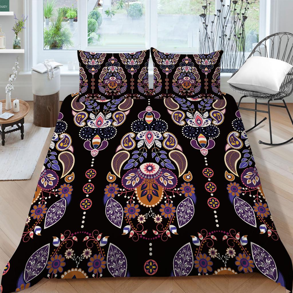 Богемный комплект постельного белья с богемным узором, пододеяльник, наволочка, 2/3 шт., ткань из микрофибры, полный размер, украшение для дома
