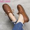 Fashion GKTINOO Spring Ladies Genuine Leather Handmade Shoes Women Lace Up Flat Shoes Women 2025 Autumn Soft Loafers Flats