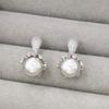 Women's Wedding Bridal Freshwater Silver Pearl Noble Earrings