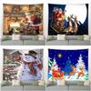Christmas Tapestry Snowman Santa Claus Fireplace Gifts Winter Night Wall Hanging Blanket Xmas Decoration for Bedroom Living Room