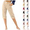 Women's Cropped Trousers Cotton Linen Loose Mid-waist