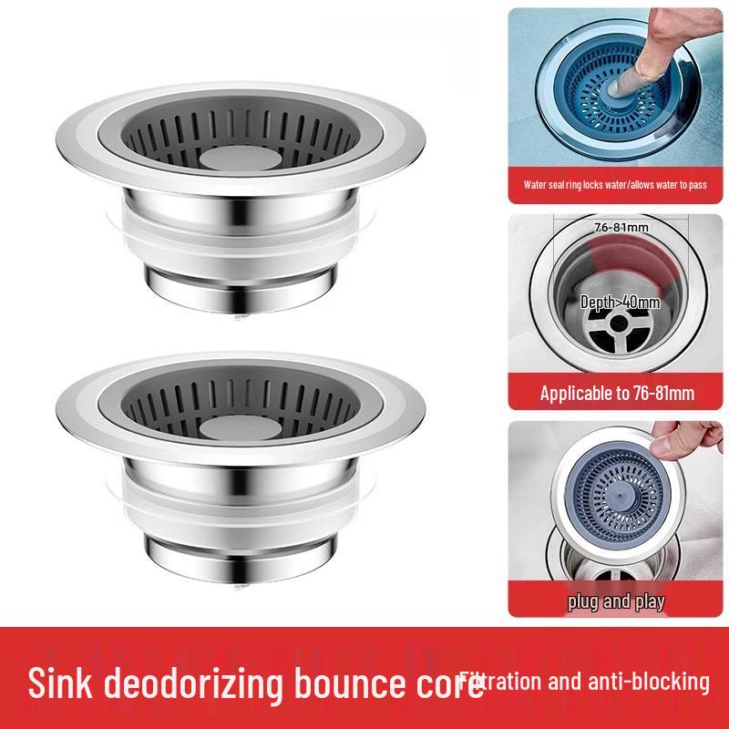 Durable Kitchen Sink Pop-up Basin: Insect-Proof, Leak-Proof, Odor-Proof, Anti-Clogging Vegetable Washing Net.