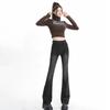Autumn and Winter 2025 New Versatile Micro-pull Double-button Jeans Women's Small American High-waisted Thin Flared Pants