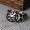 Vintage Viking Vegvisir Compass Rings for Men Stainless Steel Nordic Odin Raven Amulet Rune Ring Biker Jewelry