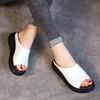 Ladies Leather Slippers Pu Sole Sandals for Women Sexy High Heel Mules Clogs Black Peep Toe Platform Mules Wedges Sandals Shoes