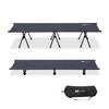 WAQ 2-Way Camping Cot, Quiet, Lightweight, Folding Bed, 150kg Weight Capacity, High/Low Adjustable (Black) - 600D Sheet