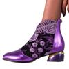 New Ankle Boots Women's Shoes Leather Boots Embroidery Ethnic Bohemia Zipper Spring Autumn Ladies Botas Botas De Mujer2025