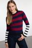 Women's Elegance Style Sweater Black Ribbed Color Block Knitwear Sweater