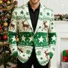 Men's Printing Corduroy Warm Pocket Suit Jacket Cardigan Men's Casual Suit