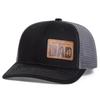 Unisex DAD Letter Brown Leather Label Baseball Net Caps Adjustable Casual Hats Spring and Summer Outdoor Sunscreen Hat