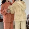 Women Pajamas Cozy Winter Pajamas Set with Stand Collar Zipper Closure Thick Coral Fleece Homewear Coat for Unisex for Nights