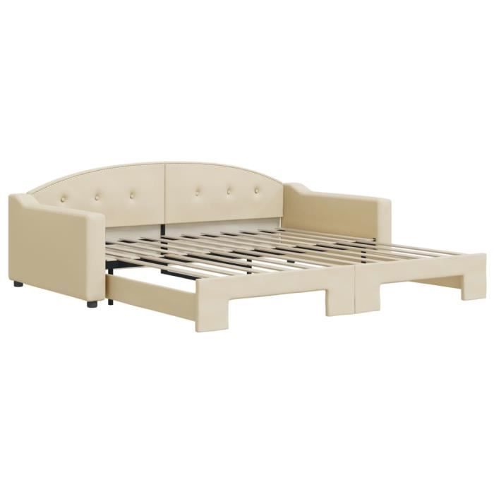 VidaXL Daybed with Trundle Bed Cream 100x200 Cm Fabric 3197539