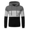 Winter Men's Patchwork Pullover Hooded Casual Men's Hooded Long Sleeved Jacket