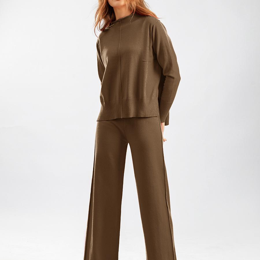 Knitted Sweater Two Piece Suit Women Autumn and Winter Loose Casual Wide Leg Pants Suit