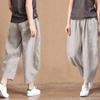 Loose Cotton and Linen Wide-leg Pants Women's Large Size All-match Linen Nine-point Casual Pants Plus Size
