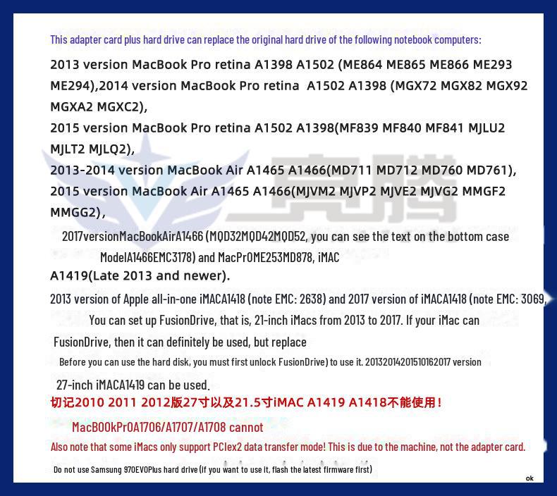 MacBook Pro 2013-2017 A1708 NVMe PCIe M.2 Adapter