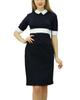 Bimba Women's Black Short Sleeve Collar Neck Bodycon Tshirt Dress Formal