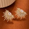 Sun Ray Earrings for Women, Set with Zircon for Light Luxury and Luxury, Vintage and Unique Jewelry Gift