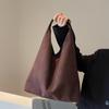 Women Suede Shoulder Bag Retro Single Shoulder Bag Large Capacity Simple Tote Handbag Solid Color Hasp Closure Top Handle Bag