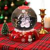Christmas Faux Crystal Ball Night Light 3D Santa Claus Snowman Elk Glass Ball Lamp with Base Glowing Decorative Glass Sphere Home Bedroom Decoration