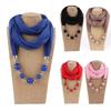 Fashion Vintage Scarf Necklace Ethnic Chiffon Solid Color Tassel Gorgeous Beaded Pendant Jewelry Necklace Scarf Accessories Gift